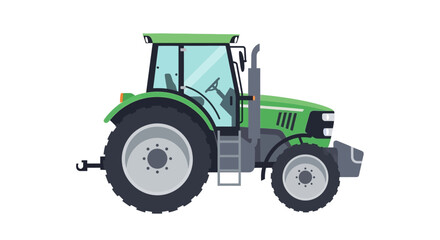 Fototapeta premium Green Tractor Illustration: Side View of Modern Agricultural Vehicle