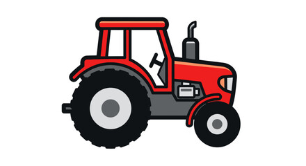 Obraz premium Vector Illustration of a Red Tractor with Black Wheels and Details
