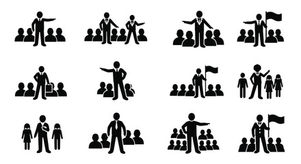 Diverse group of people in business poses a striking silhouette © Bismillahadobe