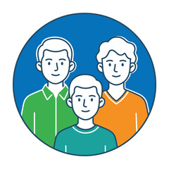 Obraz premium Three smiling men in casual clothes standing together in a circle