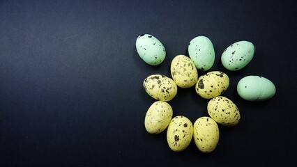Jajka przepiórcze, nakrapiane na granatowym tle © tomo81