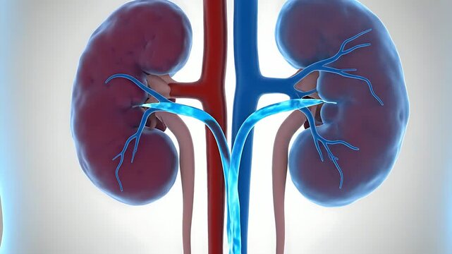 Human kidney anatomy with tumor.