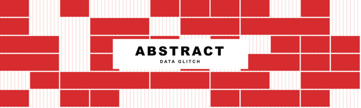 Abstract data glitch background with red rectangular blocks and thin lines