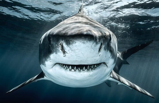 Great White Shark Swimming Underwater High Resolution Photo