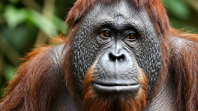 Intelligent Orangutan Portrait: A Gentle Giant of the Rainforest