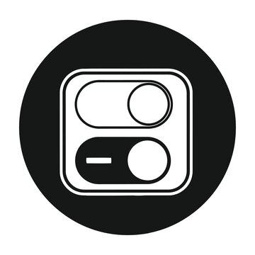 black and white toggle switch button icon in circle