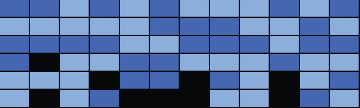 Abstract geometric pattern with blue squares and black gaps