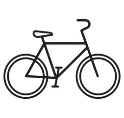 Obraz premium A simple line drawing of a bicycle with two wheels and a seat bike icon