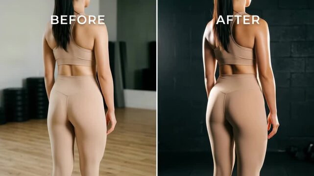 See a stunning body transformation with before and after images that show fitness dedication