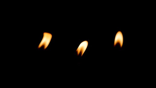 Candle Flame Pack &ndash; 3 Realistic Fire Loops Overlay VFX Graphic Element slow motion in 4K.