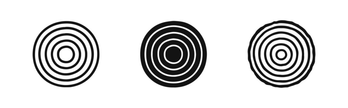 Tree Rings Annual Rings Icon Set - Wood Cross Section and Age Symbol