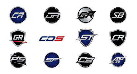 Fototapeta premium Collection of Car Logos and Emblems on White Background.