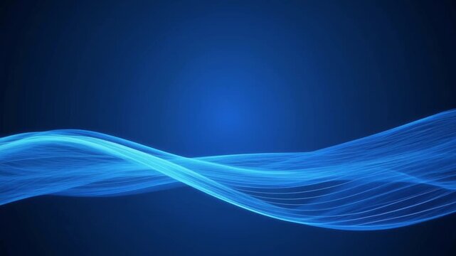 Abstract Blue Energy Wave with Glowing Grid Lines
