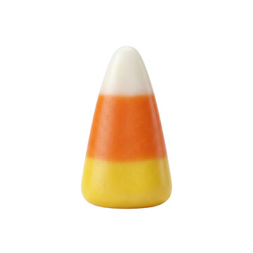 Traditional tricolor candy corn isolated. Halloween sweet treat.
