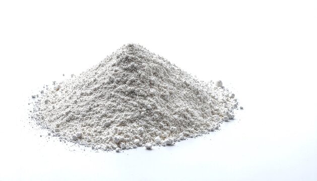 Tapioca Flour Pile Isolated on White Background Powder Texture Soft Shadow