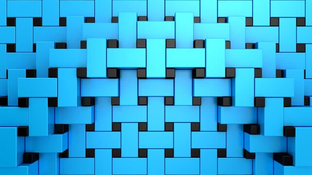 Geometric Shapes Form a Wave. Abstract motion, two color, 3d rendering, 4k resolution
