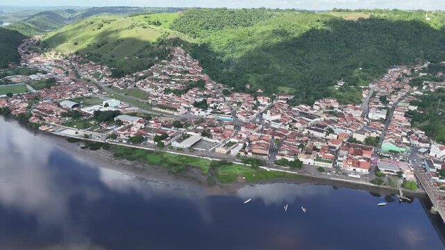 cachoeira, bahia, brazil - june 23, 2025: aerial view of the city of Cachoeira in the Reconcavo region of Bahia.