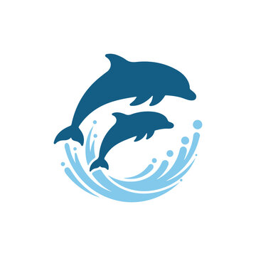 Two Dolphins Splashing Water Logo Design