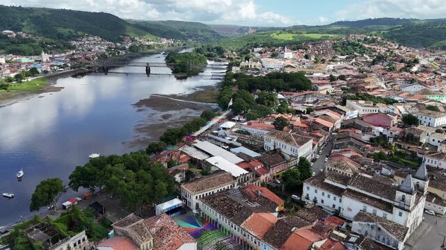 cachoeira, bahia, brazil - june 23, 2025: aerial view of the city of Cachoeira in the Reconcavo region of Bahia.