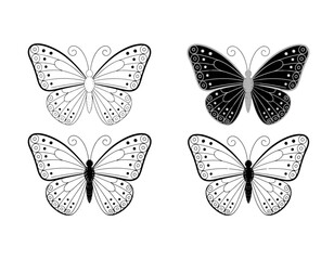 Four stylized black and white butterflies in symmetrical arrangement Vector © FARUK