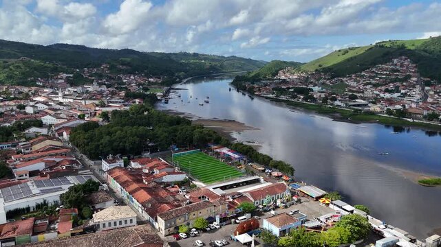 cachoeira, bahia, brazil - june 23, 2025: aerial view of the city of Cachoeira in the Reconcavo region of Bahia.