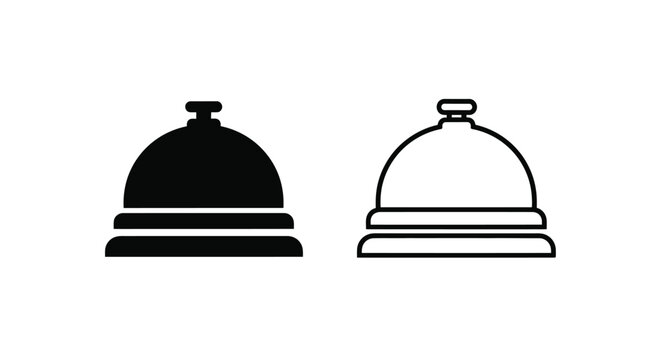 Two black service bells displayed side by side a simple silhouette