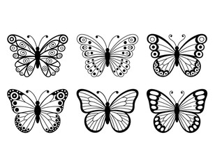 Graceful black and white butterflies in symmetrical formation Vector © FARUK