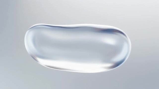 Abstract 3D floating liquid blob with glossy metallic texture