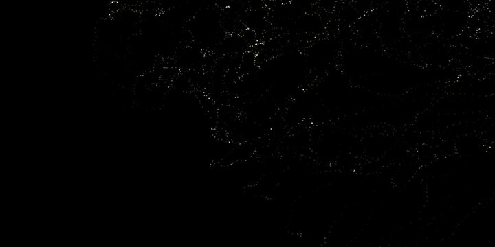 Gold particles - moving background. Wavy line flying with fast energy - dust lanterns.