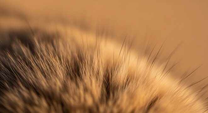 Close up of animal fur texture with warm lighting.