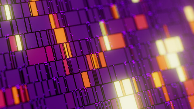 Abstract Data sorting Ai algorithm visualization. Big Data processed by Neural Network. Artificial Intelligence data flow analysis. Quantum technology processor.
