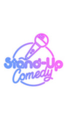 Fototapeta premium stand up comedy night show sign neon lights on transparent background,png bar and club comedy and humor show party vertical social media design element