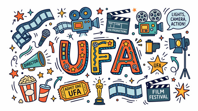 Film Festival Doodle Art with "UFA" Text