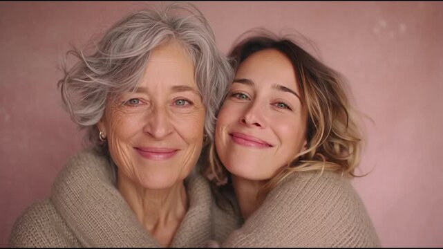 A happy mother and daughter embrace, sharing a warm moment of connection and love