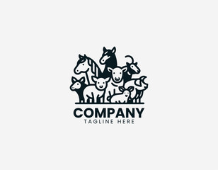 Fototapeta premium The farm animal group logo features a clean minimalist design for modern agriculture