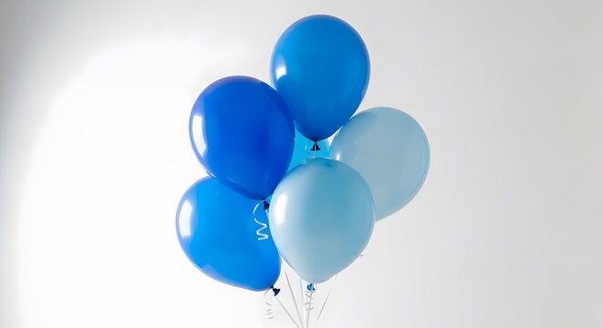 Title cluster of blue and white balloons floating against a light background description a close up shot features a bunch of vibrant blue