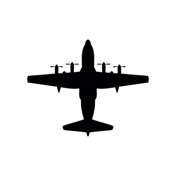 C130 us silhouette vector flat design isolated on white background.