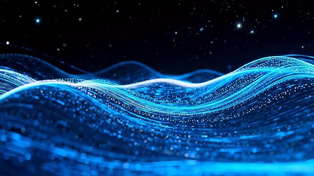 Abstract blue wave pattern with stars