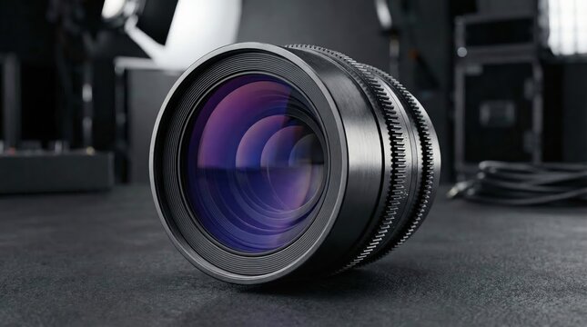 Camera lens reflection, professional photography equipment
