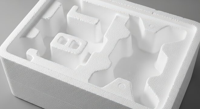 White Styrofoam Packaging Insert With Complex Molded Cavities For Product Protection