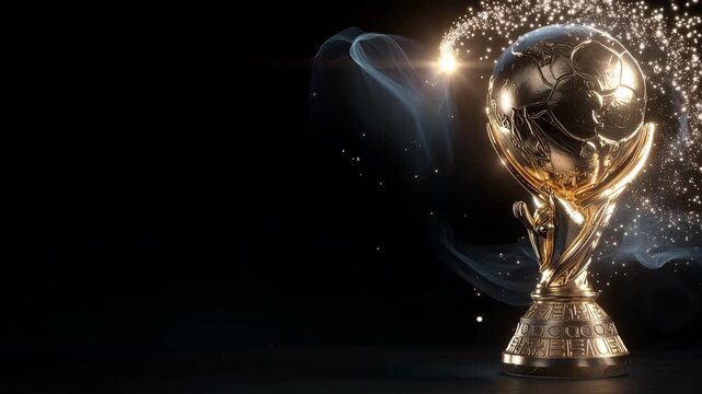 Ultra HD Breathtaking sports award concept featuring a luminous golden globe trophy with sparkling stardust and ethereal smoke for premium championship branding 4k Video