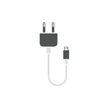 USB charging cable with wall plug and USB end on white background for charging devices.