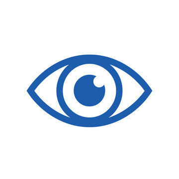 Modern Blue Eye Icon Represents Vision and Focus