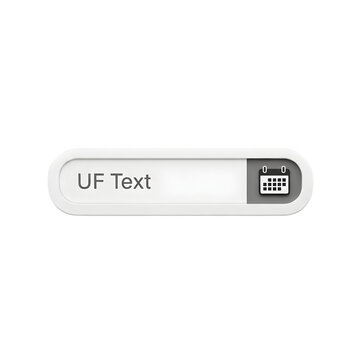 White button with uf text and calendar icon icon png isolated on transparent background