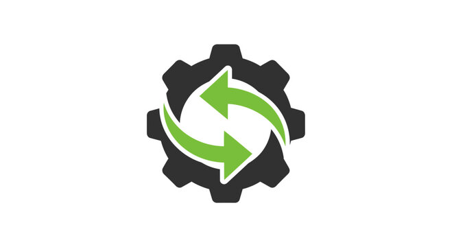 Modern Gear Symbol with Refresh Arrows for Technology and Industry Concepts