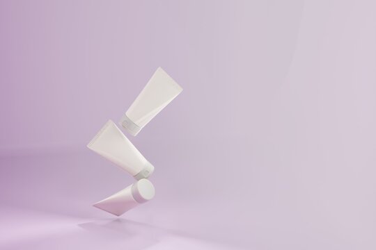 floating skincare product 3d rendering.