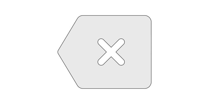 Backspace icon animation for keyboard editor video content; delete erase key symbol motion graphic; white and green screen overlay; remove clear undo animated element; typing correction input design
