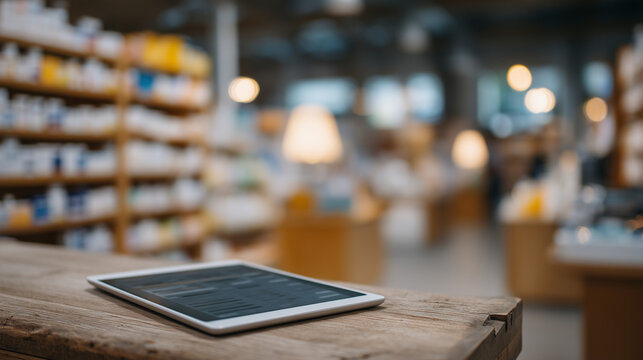 Split-screen inventory comparison showing physical shelf with product gap beside digital planogram showing full shelf, retail back office setting with warm desk lamp, ideal for inventory discrepancy