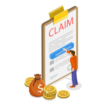 3D Isometric Flat  Illustration of Registration Of Claim. Item 2