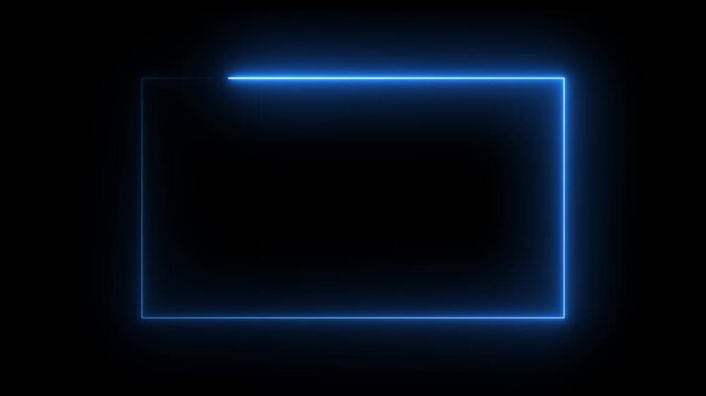 glowing neon rectangle frame with electric flickering effects. Glowing Neon Rectangle Frame Animation